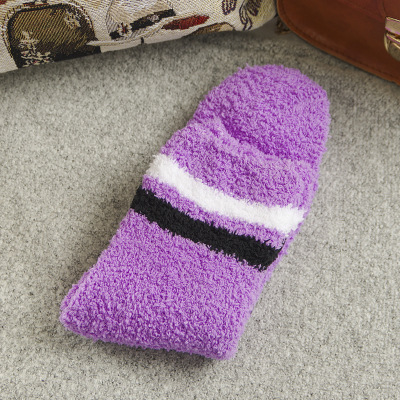 Autumn Winter Thick Coral Velvet Towel Bar Two Warm Socks Sleeping Socks Floor Socks Crew Socks Wholesale Women Fluffy Fuzzy Socks